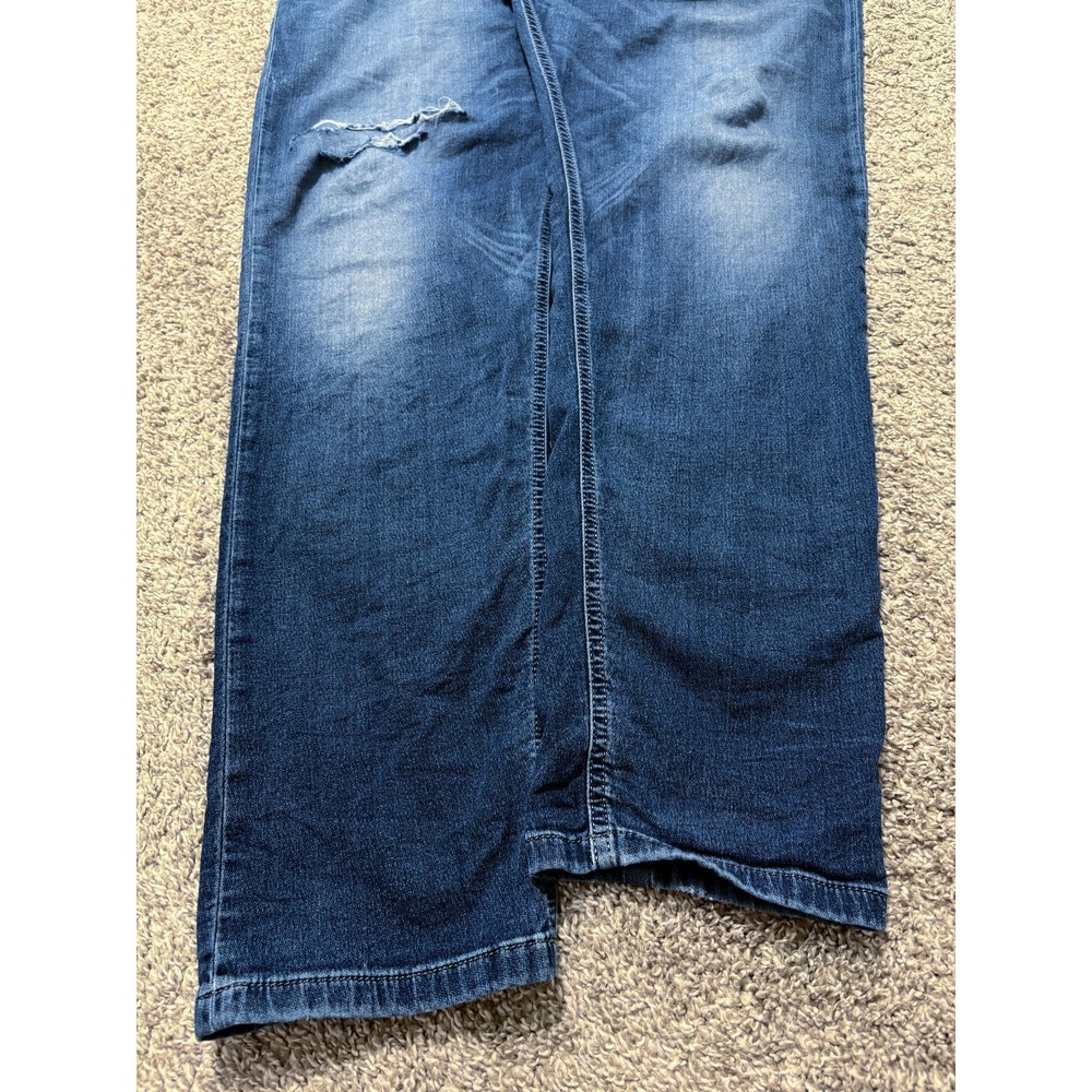 Diesel Krooley Jeans Mens 38x32 Denim Sweat Pants Blue Dark Wash Distressed - Picture 5 of 16